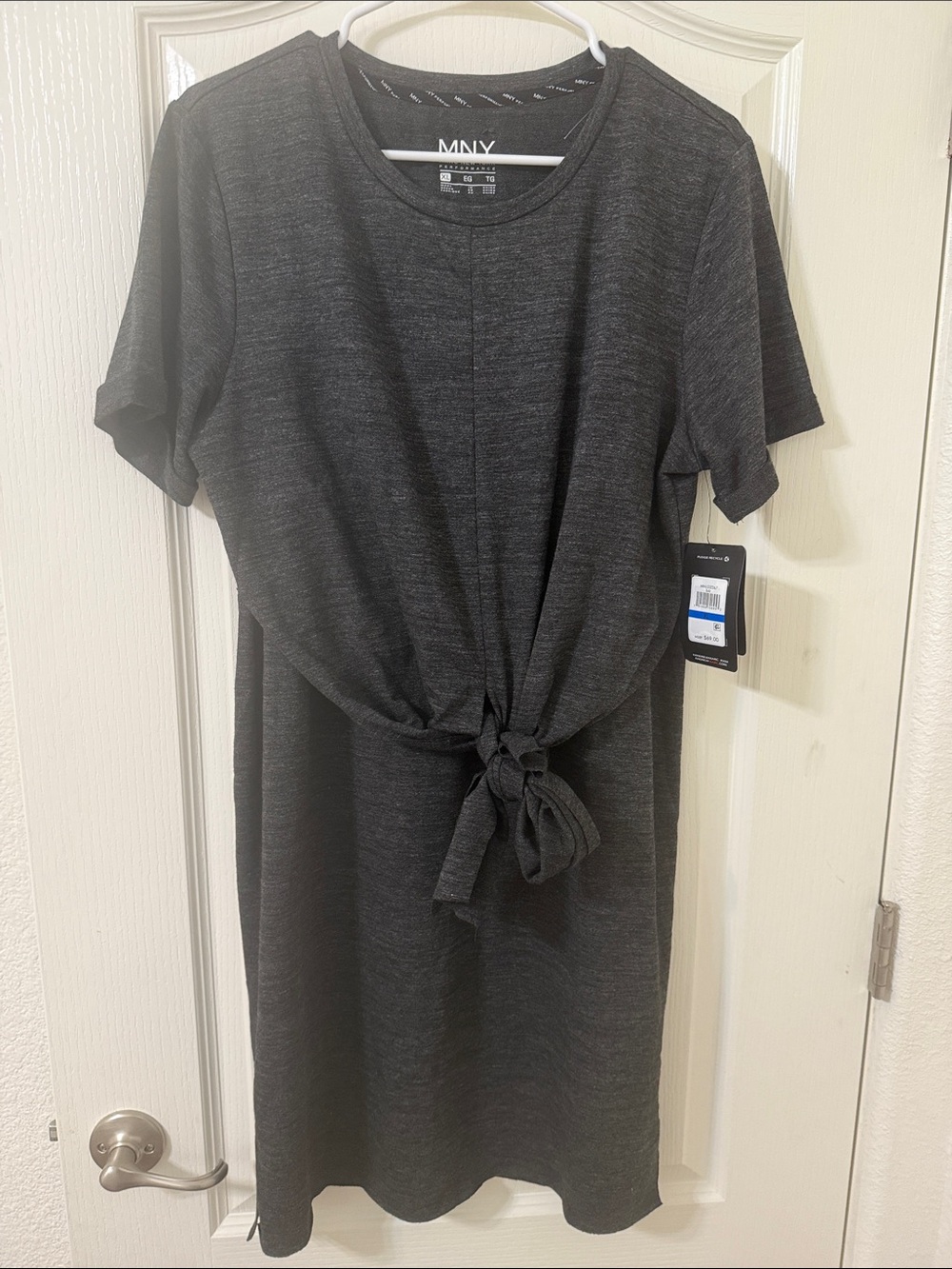 MARC NEW YORK PERFORMANCE Charcoal Tie-Front Short Sleeve Dress